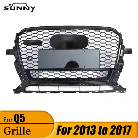 Suitable for 2013-2017 Audi Q5 conversion SQ5 4WD model gloss black RSQ5 style front bar honeycomb g