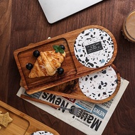 Japanese Wooden Tray Solid Wood Dinner Plate Afternoon Tea Snack Plate Teapot Tray Cafe Dinner Plate