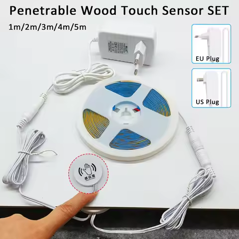 DC12V Penetrable Wood Touch Sensor COB LED Strip Lights Hand Sweep Control Dimming Tape Lamp 1M 2M 3