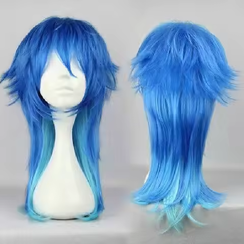 Dramatical Murder DMMD Seragaki Aoba Cosplay Costume Party Wig Two Tone Blue Ombre Synthetic Hair