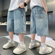 Medium Large Boys Thin Denim Five-Point Over-the-Knee Casual Time Trousers Still All-Match Super Sof