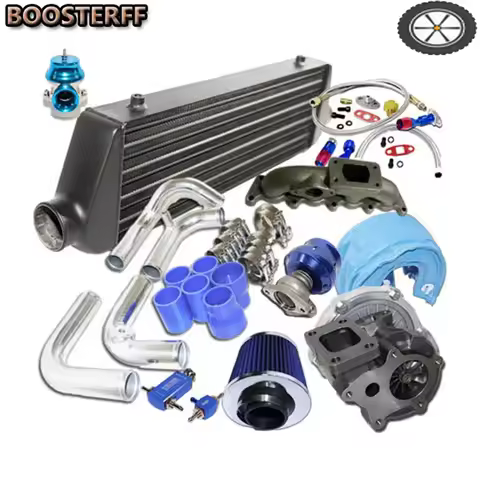 Complete Turbocharger Kit T3/T4 Turbo Black Intercooler Fit For 02 03 04 05 Audi A4 B6 1.8T