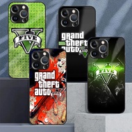 Grand Theft Auto gta 5 logo Tempered Glass Phone Case For IPhone 15 14 13 12 11 Pro XS Max Plus Mini
