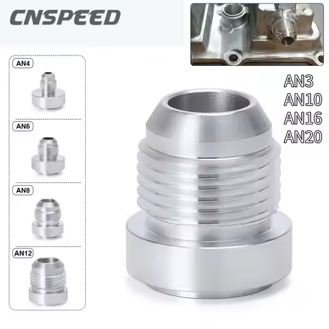 Silvery Aluminum Alloy Nitrous Hose Fitting AN6 AN8 AN10 AN12 AN16 AN20 Male Billet Straight Male We