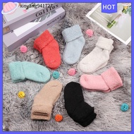 ถุงเท้าหนาอุ่นขนสัตว์สำหรับเด็กพื้นถุงเท้าหิมะทำจากถุงน่องทารกขนแกะสำหรับนุ่มสีลูกอมฤดูหนาว XINYANG941727
