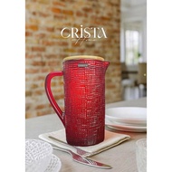 CRISTA HOME Glass Water Bottle 1L Embossed Mesh – Glass Water Bottle with Lid