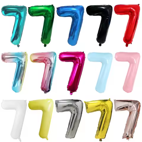 32inch Colorful Silver Golden Black Red Blue Green Number 7 Balloon Digit Balloon 7th Birthday Party