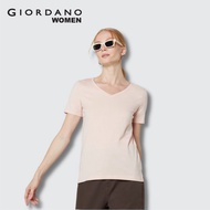 Giordano Women Cotton V-neck Short-Sleeve T-Shirt