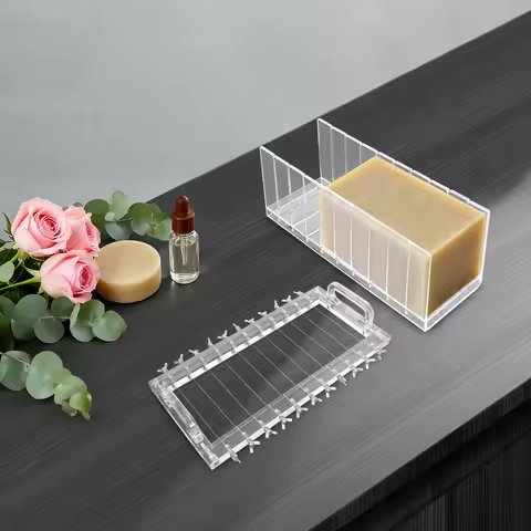 Premium Acrylic Soap Cutter - 11 Sharp String Cutters, 10 Compartments, Adjustable, Ideal for Handma