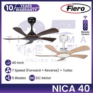 FIERO NICA 40 Inch 5 Blades 7 Speed Forward + Reverse + Turbo Remote Control DC Motor Ceiling Fan