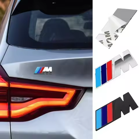 2pcs Car Sticker Adhesive Badge Decal Metal Emblem Fender Trunk Body Tailgate For BMW M M3 M5 E36 E4