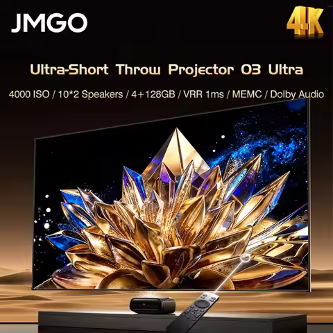 JMGO O3 Ultra 4K Laser Projector Ultra Short Focus TV 4000 ISO Lumens Support 3D Video Dolby Audio 1