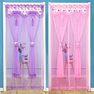 Anti-mosquito Door Curtain Household Summer Anti-Mosquito Door Curtain Perforation Lace Door Curtain Partition Curtain Kitchen Bedroom Decoration Curtain Anti-F