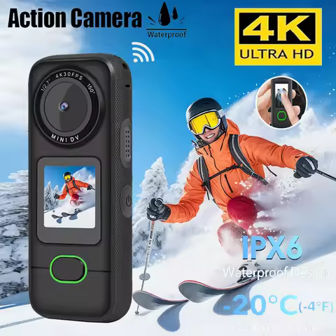 4K Waterproof Action Camera with 1.4" IPS Touchscreen Dual Microphones WiFi Camera 20MP Infrared Nig