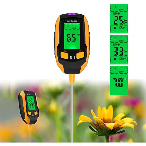 4 In 1 Soil Moisture Meter Digital Plant Temperature Soil Moisture PH Meter Sunlight Intensity Envir