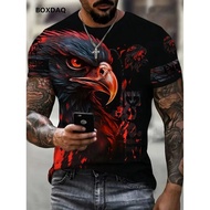 Fashion Eagle Men's t-Shirt Loose o-Neck Casual Top Short-Sleeved 3D Animal Print Street t-Shirt 6XL Large Size Breathable t-Shirt