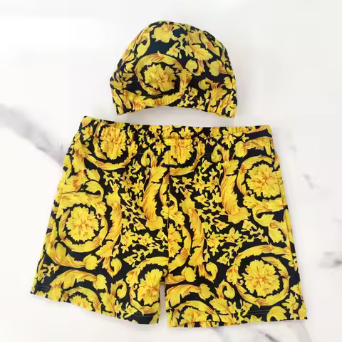 New Children's Swimsuit Boy Swimming Trunks Golden Flower High Elasticity Swim Wear for Baby Boy Swi