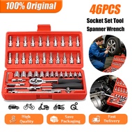 Chrome 46pcs Vanadium Socket Set Tool Box Set Ratchet Spanner Wrench Set Spanar Skru Driver Set