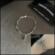 CHROME HEARTS Silver 925 Fishbone Wave Bracelet Vintage Punk Rock Accessories Street Hip Hop Jewelry
