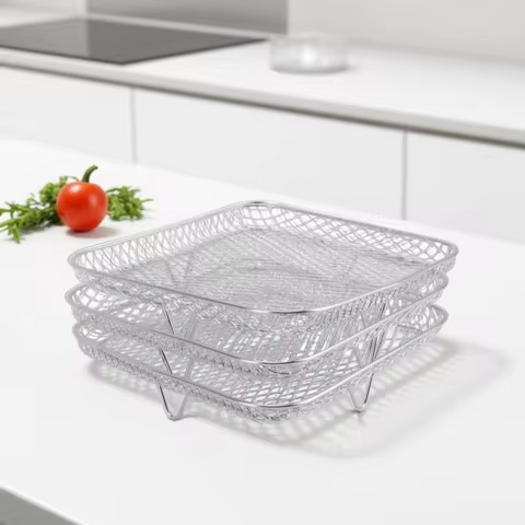 3 Stackable Dehydrator Steamer Racks,304 Stainless Steel Grill Rack Fits 4.2-5.8 QT Air Fryer, Oven