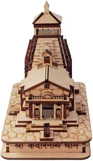 A&S Ventures Handcrafted Kedarnath Temple in Wood 3D Model Miniature for Car Dashboard, Gifting