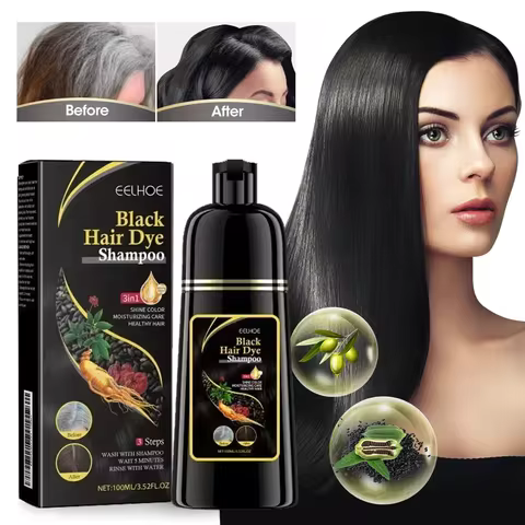 Instant Black Dye Shampoo Black Brown Hair Coloring Natural Herbal Ginseng Hair Repair Shampoo Grey 