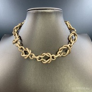 Exaggerated Unique Old Gold Trendy Cool Ring Buckle Necklace Light Luxury Exaggerated Retro Necklace