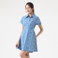 EP ชุดเดรสลายดอกไม้ ผู้หญิง สีฟ้า | Mini Floral Print Dress | 00938