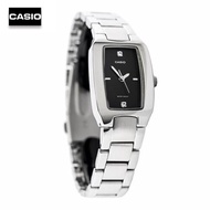 Velashop นาฬิกาข้อมือ Casio ผู้หญิง สายสแตนเลส หน้าปัดดำ รุ่น LTP-1165A-1C2DF, LTP-1165A-1C2, LTP-1165A - สีดำ