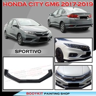 HONDA CITY GM6 2017-2019 SPORTIVO FRONT V LIP FRONT LIP DEPAN BUMPER LIP MATERIAL PU