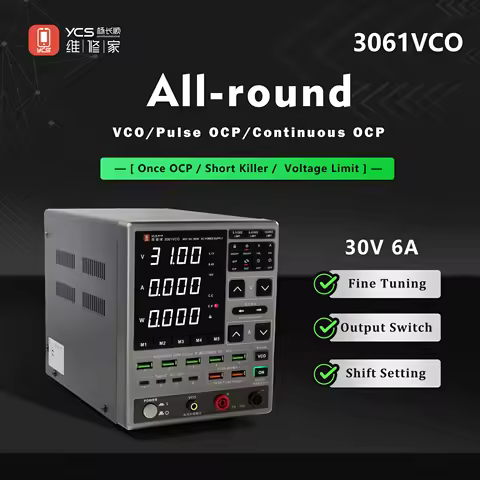 YCS 3061VCO Adjustable DC Power Supply 30V 6A CC/CV USB Output Over-Current Protection Voltage Calib