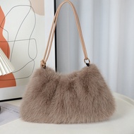 Tas Wanita Gaya Korea Bulu Lembut Import Sling Bag & Tas Ketek untuk Musim Gugur/Dingin Kualitas Pre