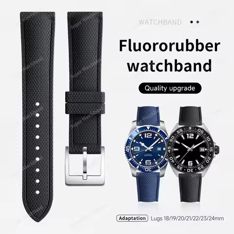 18/19/20/21/22/23/24mm Top End FKM Fluoro Rubber Watch Strap Man Women For Longines/Tissot Rolex Div