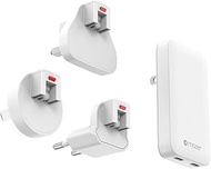 Mazer G65SLIM2C GaNPrestige 65W Slim Laptop Charger, Dual Port (2 USB-C), US/SG/UK/EU Plug, Compact 