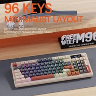 【High Quality】 Free Wolf M96 Wireless Bluetooth Dual Mode Keyboard PBT Ball Cap With Display Keys Of