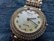 18K金瑞士 Standel 詩丹麗 超薄手鏈式母貝鑽錶