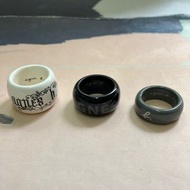全新 agnes b. 黑白灰陶瓷戒指 一套3件