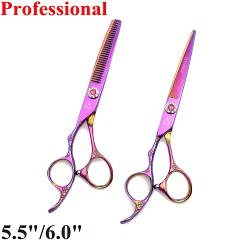 5.5 6.0 Barber Scissors Left Handed Professional Hair Scissors 440C Japan Hairdressing Scissor Thinn