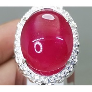 Batu Permata Cincin Akik Ruby Merah Delima Jumbo Bagus Ring Perak Asli
