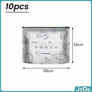 JD ถุงฟอยล์อลูมิเนียม 10 ชิ้น/แพ็ค ถุงเก็บอาหารสด นำกลับมาใช้ใหม่ได้ ถุงเก็บของเป็นซิปล๊อคปิดสนิท Fo