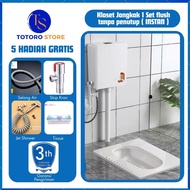 Kloset Toilet Jongkok Mr.Tao 1 Set Closet Flush Otomatis Watertank Energy Saving WC Jongkok Hemat Air (FREE JET SHOWERSELANGSTOP KRAN TISU DAN PACKING KAYU)