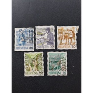 AK77 Helvetia Switzerland 1986 -1987 definitive stamps 5v mixed used