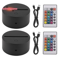 2 Pack 3D Night LED Light Lamp Base + Remote Control + USB Cable, 16 Colors Light Show Display Stand