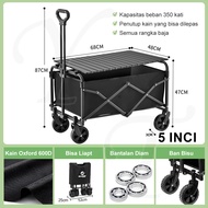 TopStyle Troli Barang Lipat Camping Camp Wagon 600D Oxford Steel Roda Besa dan Brake Outdoor Camping