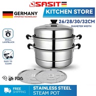 SASIT 26 - 32 Cm Steamer Pot Stainless Steel Cookware Steam Pot Alat Dapur Kitchen Ware Steamboat Soup Pot