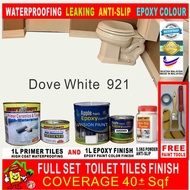 921 DOVE WHITE / / FULL SET Epoxy Floor Coating ( FREE Tool Set ) ( 1L PRIMER WATERPROOF+1L EPOXY PAINT+0.5 KG ANTI-SLIP