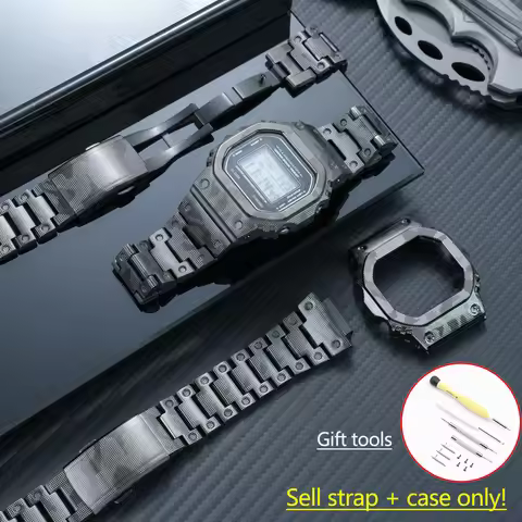 DW5600 Titanium alloy Camouflage Case+strap Mod Kit For Casioak Watch GMW-B5000 GW-M5610 Mech Style 