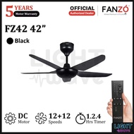 FANZÓ FZ56 FZ42 BLACK WHITE 5 BLADES DC MOTOR 24 SPEEDS REMOTE CONTROL CEILING FAN