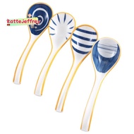 Ceramics Soup Spoons Set of Japanese Soup Spoon Long Handle Soup Spoons for Pho Ramen Noodles Wonton
