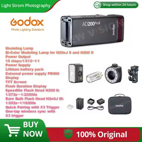 Godox 200W AD200PROII AD200PRO II TTL HSS 2.4G Wireless Camera Pocket Flash Compatible with X3 for N